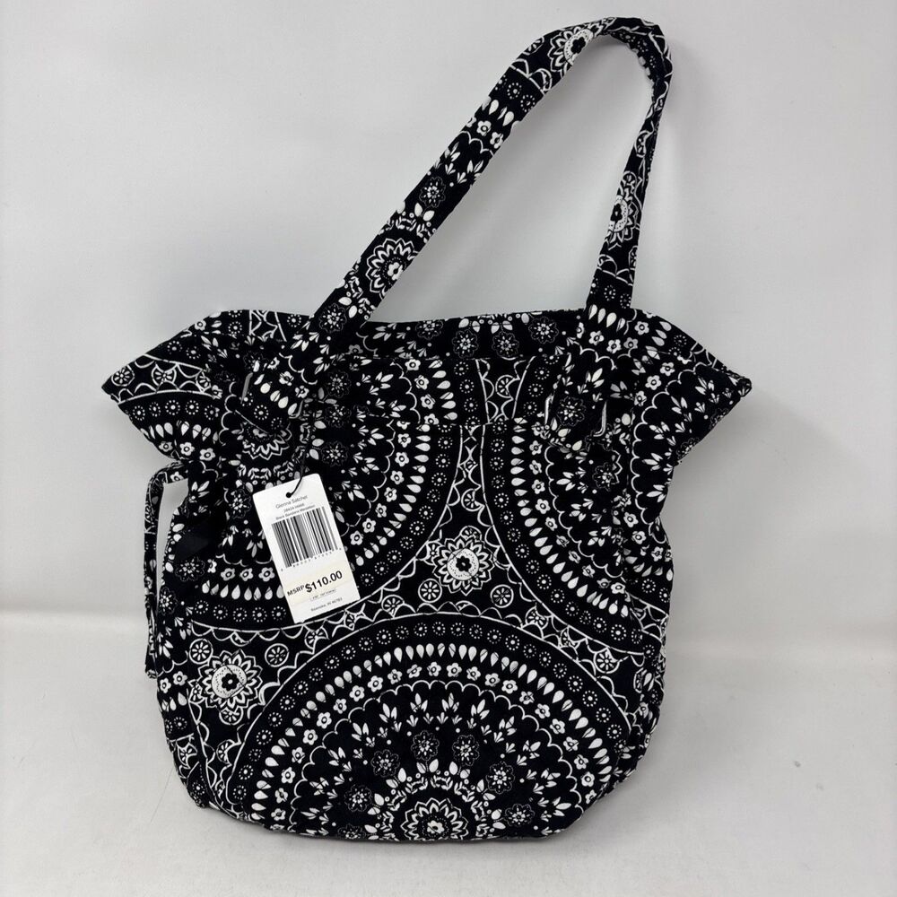 Vera Bradley Glenna Satchel Black Bandana Medallion Quilted Tote Bag NWT